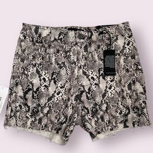 Kut from the Kloth Gidget High Rise Raw Hem Snakeprint Shorts